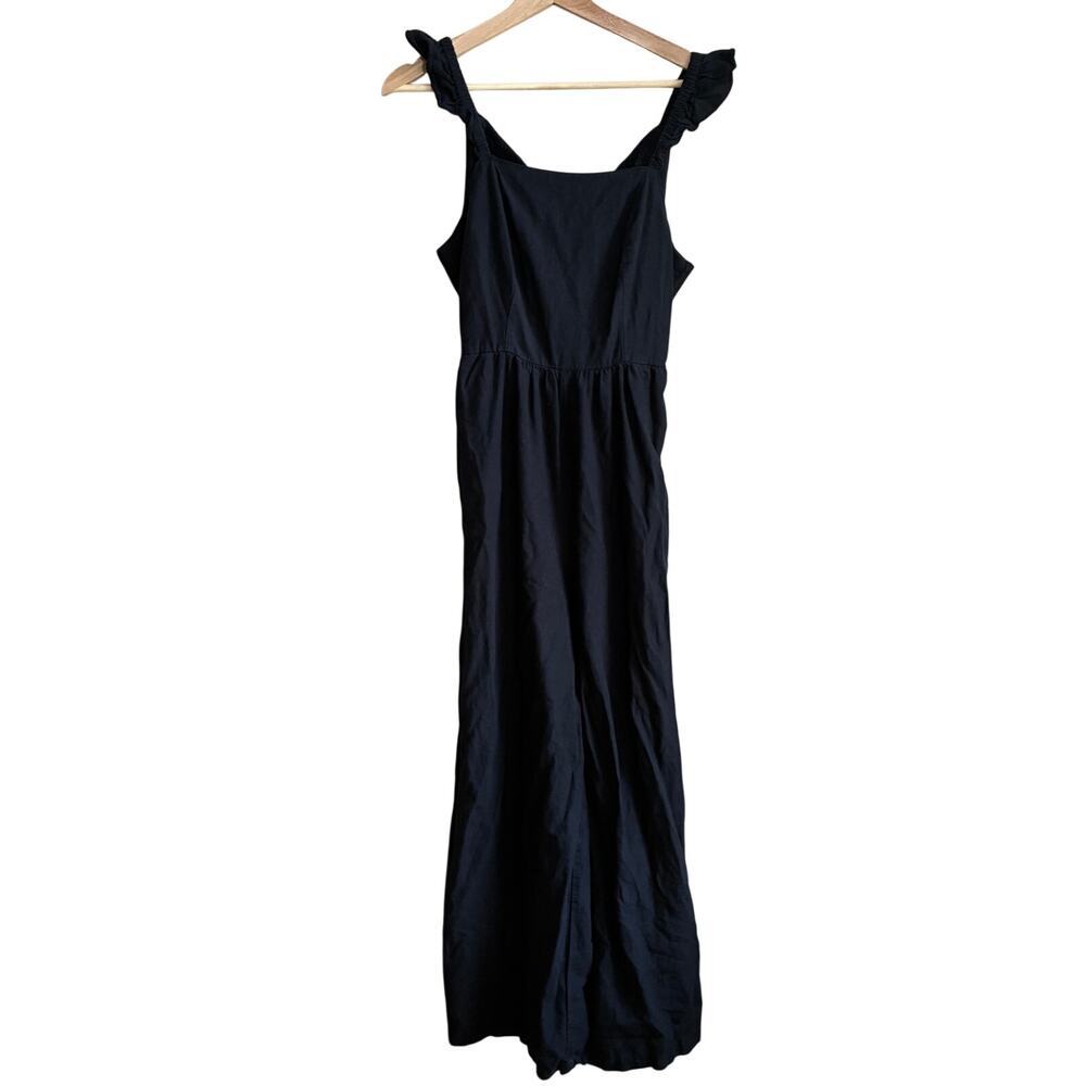 Sincerely Jules linen blend black jumpsuit open back pinafore detail women's M